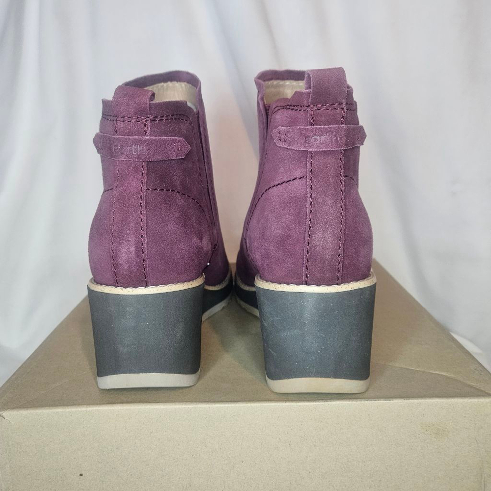 Earth Cleia Dark Red Slip-On Round Toe Casual Wedge Booties NWT Sz 7.5 - Picture 4 of 9